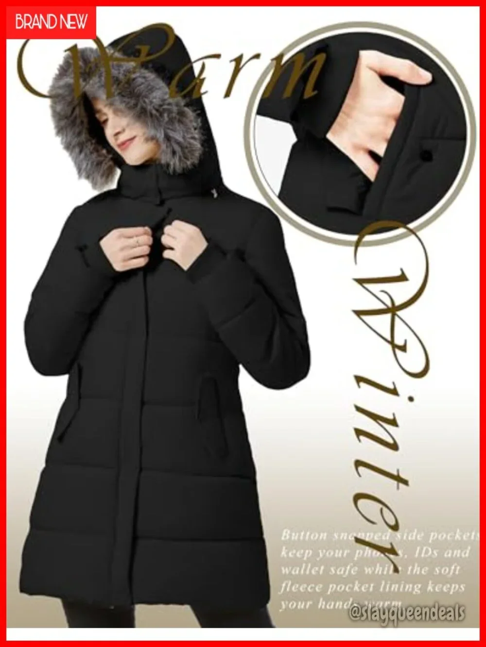Women's Winter Thicken Puffer Coat with Removable Hood